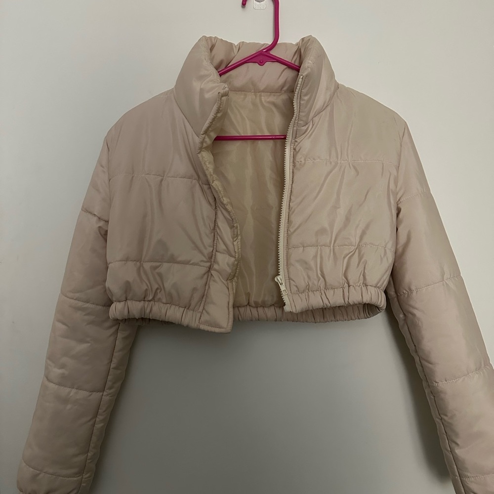 SHEIN, cream, crop puffy jacket
